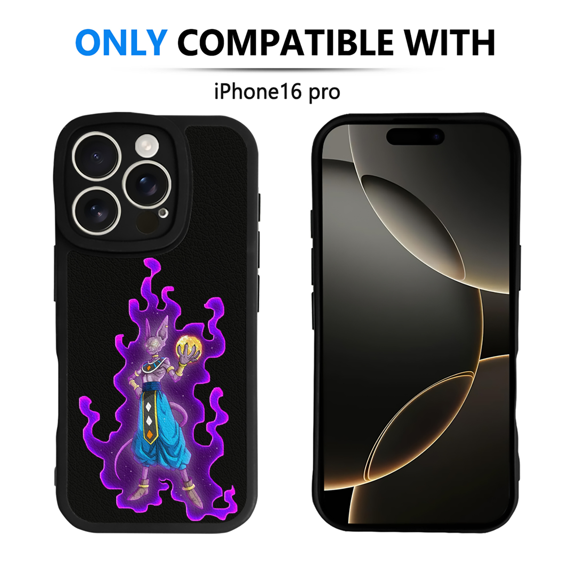 （画像用） ドラゴンボール ビルス 破壊神ビルス DRAGON BALL Beerus Birusu 【iPhone 16シリーズ対応】シリコンスマホケース（レザー調） 材質：シリコン